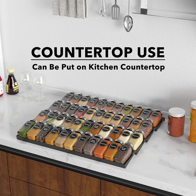 Spice Drawer Organizer with 44 Spice Jars