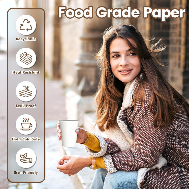 1000 Count 12 OZ Disposable Paper Cups, paper Coffee Cups, Leak-Proof, Extra-Thick,Perfect for Office Party Home Travel Businesses and Events.