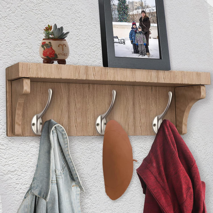 IBosins 30 Pack Heavy Duty Dual Coat Hooks Wall Mounted with 60 Screws Retro Double Hooks Utility Silvery Hooks for Coat, Scarf, Bag, Towel, Key, Cap, Cup, Hat