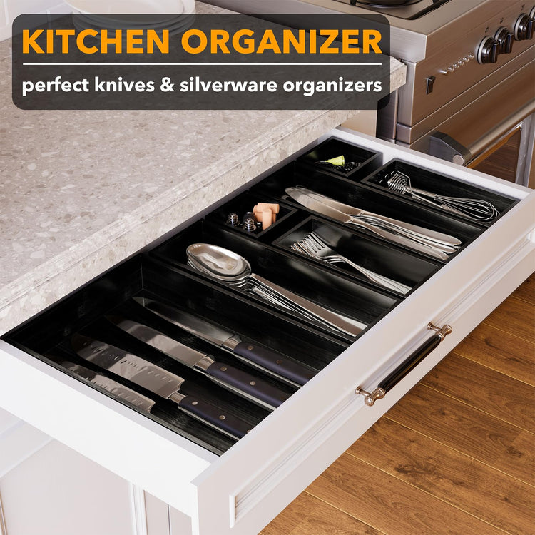 7 Piece Bamboo Drawer Organizer Storage Boxes Set