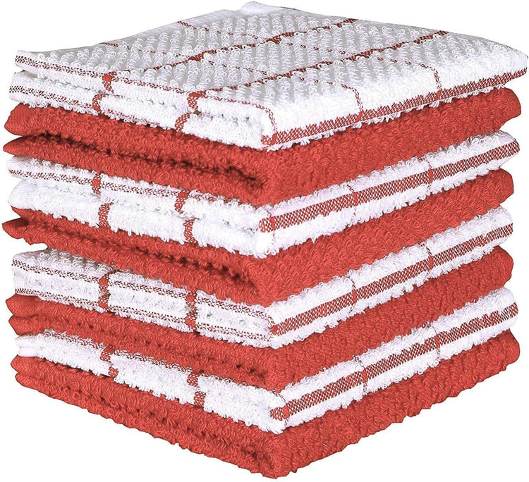 AMOUR INFINI Cotton Kitchen Dish Cloths Set of 8 – Highly Absorbent, Super Soft Premium Terry Cleaning Cloth (12"x12" Inch) Premium Dishcloths for Washing Dishes (Rust) - Nestoria