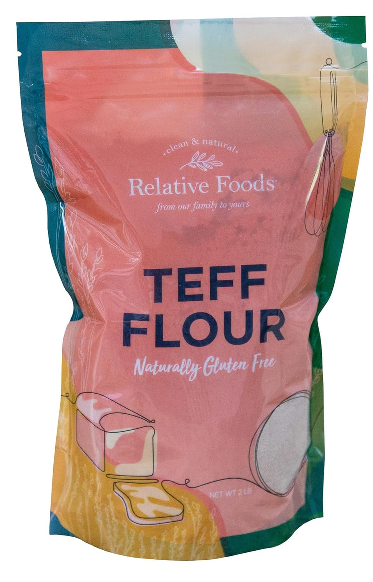 Relative Foods Teff Flour Ivory Brown – 2 lb | Naturally Gluten Free, Non-GMO, Vegan | USA Grown | Premium Ancient Grain Flour for Baking and Cooking - Nestoria