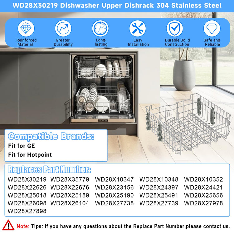 UPGRADED WD28X35779 WD28X30219 Dishwasher Upper Rack Compatible with GE Dishwasher Rack Replacement Parts with Wheel