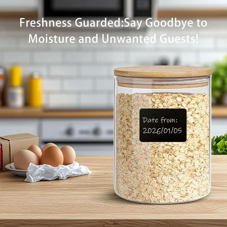Glass Storage Jars Set Elegant Containers with Airtight Bamboo Lids