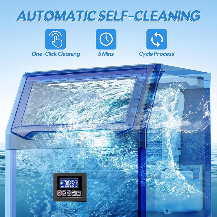 Commercial Ice Maker Machine 400LBS/24H with 125LBS Large Ice Storage Bin, 126Pcs Clear Ice Cubes in 11Mins, Stainless Steel Under Counter Industrial Ice Machine for Bar, Restaurant Business