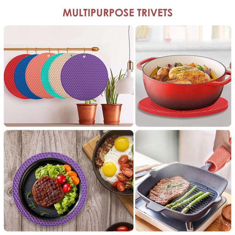 6 Pack Silicone Trivets for Hot Pots and Pans