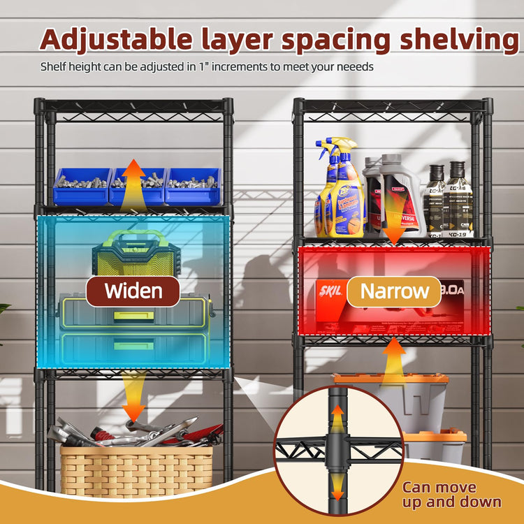 Small Wire 4 Adjustable Shelves Pantry Metal Shelf Floor Organizer