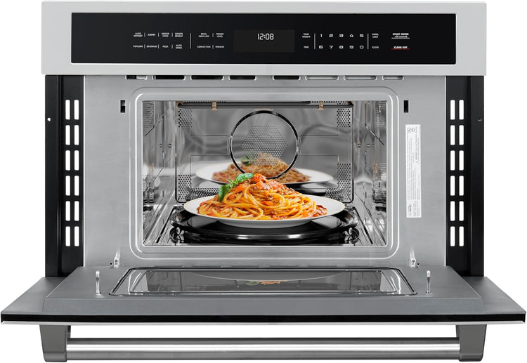 KoolMore KM-CWO30-SS Built-in Microwave with Convection Oven and Air Fryer, 1000W Power with 10 Levels, UL Listed Capacity in Stainless-Steel, 30 in/1.6 cu. ft, Silver