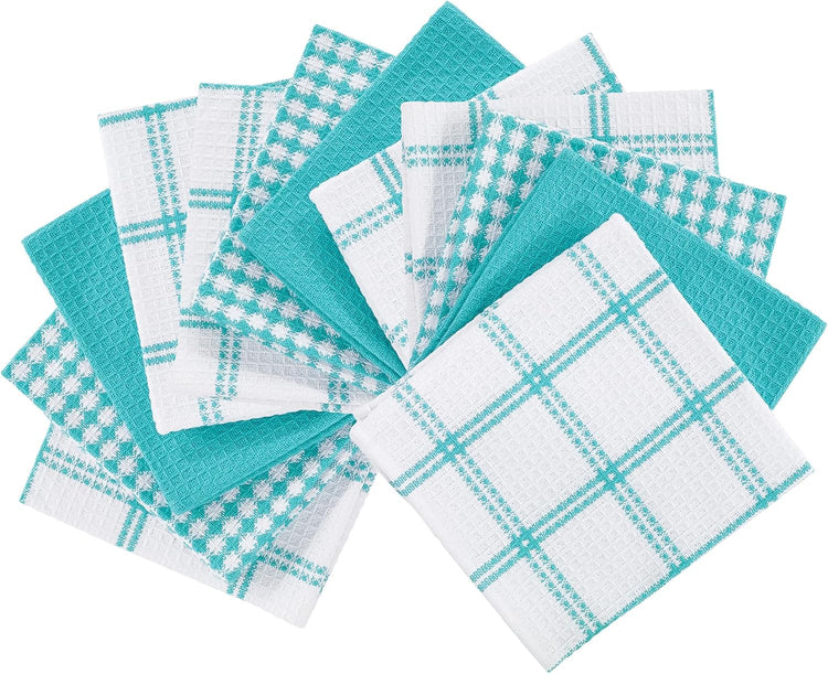 T-fal Premium Waffle Dish Cloths: Highly Absorbent, Super Soft Long Lasting - 100% Cotton, 12"x13" Towel for Cleaning & Drying, (12-Pack), Breeze - Nestoria