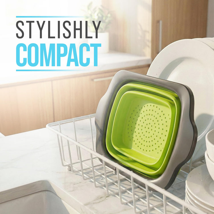 Green XL Collapsible Silicone Over Sink Colander