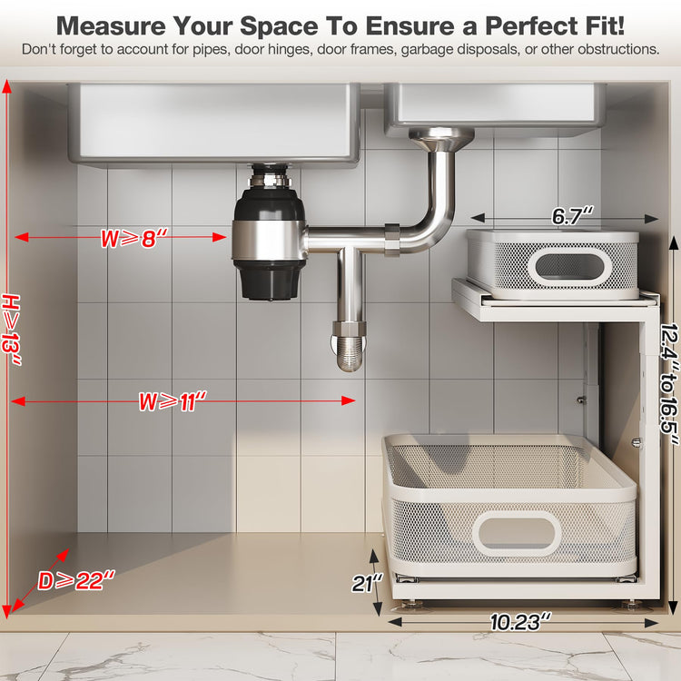 2 Pack 21IN Depth Under Sink Organizer With Next (2 Count)