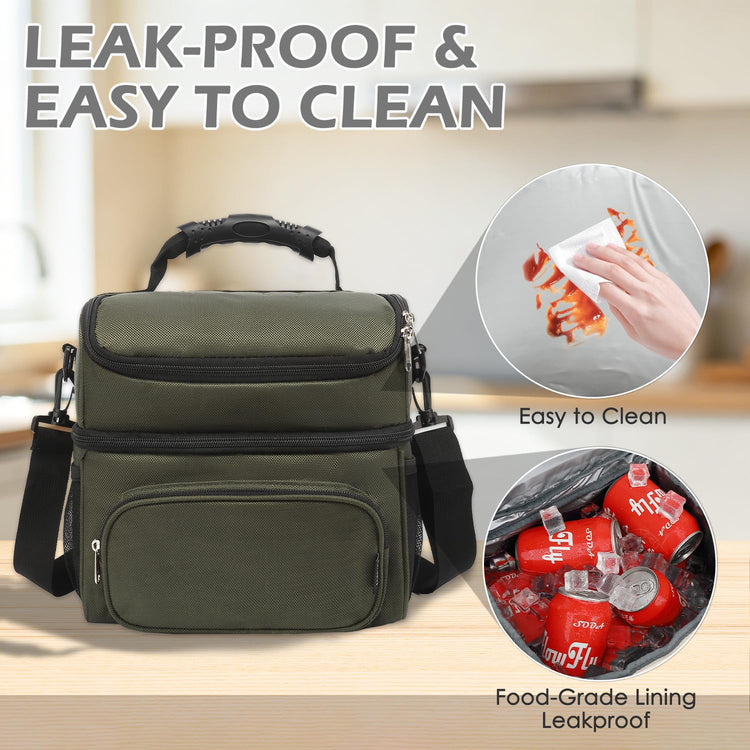 Double Layer Cooler Insulated Lunch Bag Adult Lunch Box Large Tote Bag for Men (2 Count)