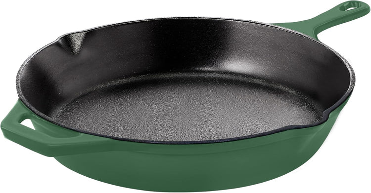 Utopia Kitchen Cast Iron Frying Pan 12.5 Inch, Cast Iron Chefs Pan, Pre Seasoned Skillet, Safe Grill Cookware for Indoor & Outdoor Use, Green - Nestoria