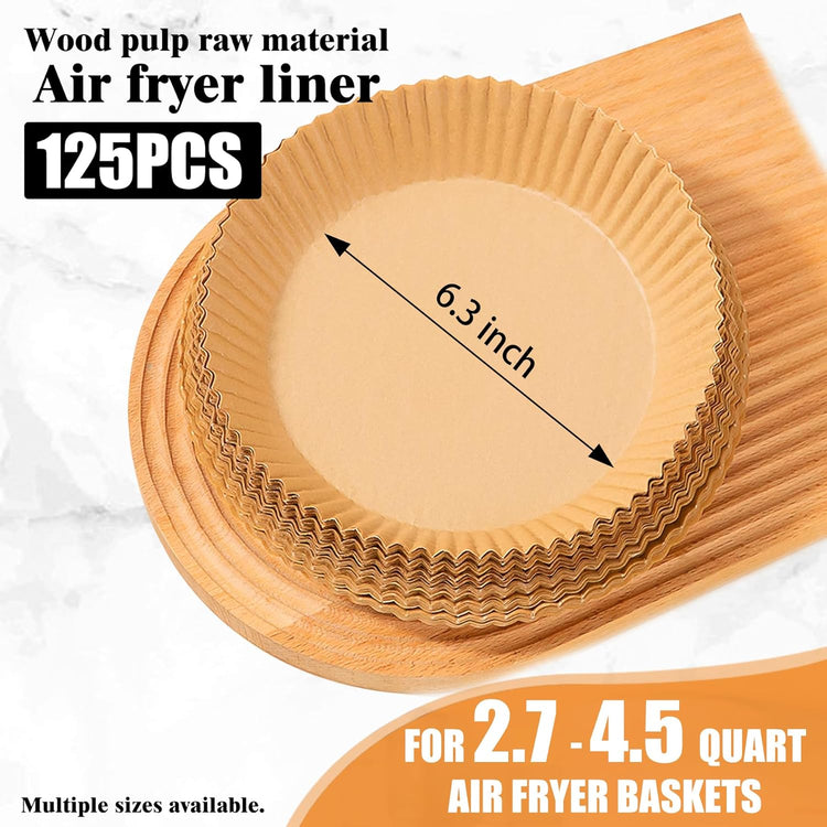 Air Fryer Disposable Paper Liners for Ninja AF101, 125 Pcs Round Parchment Cooking Liner for Airfryer, Microwave Oven, Frying Pan, 6.3 Inch Oil-proof Filters Sheets for 2 3 4 4.5 Qt Baking Basket