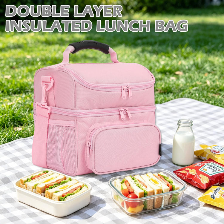 Double Layer Cooler Insulated Lunch Bag Adult Lunch Box Large Tote Bag for Men