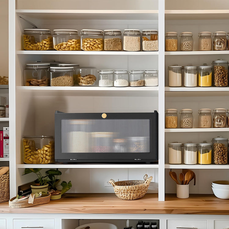 Black Bread Box for Kitchen Countertop