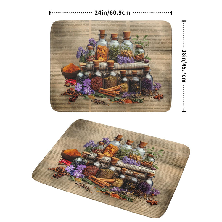 Herbs Kitchen Dish Drying Mat