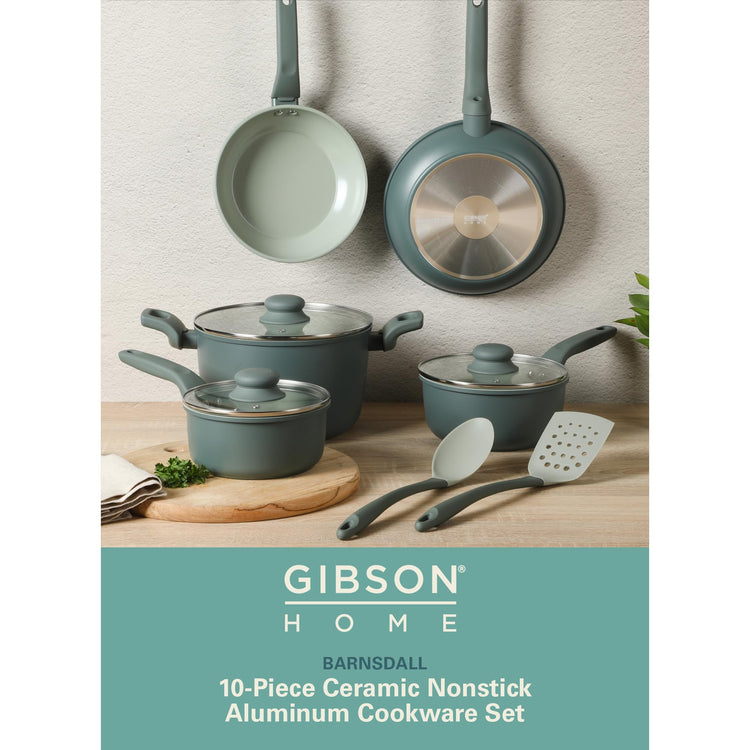 Barnsdall 10 Piece Premium PFA Free Ceramic Nonstick Pots and Pans Aluminum Induction Cookware Set W (10 Count)