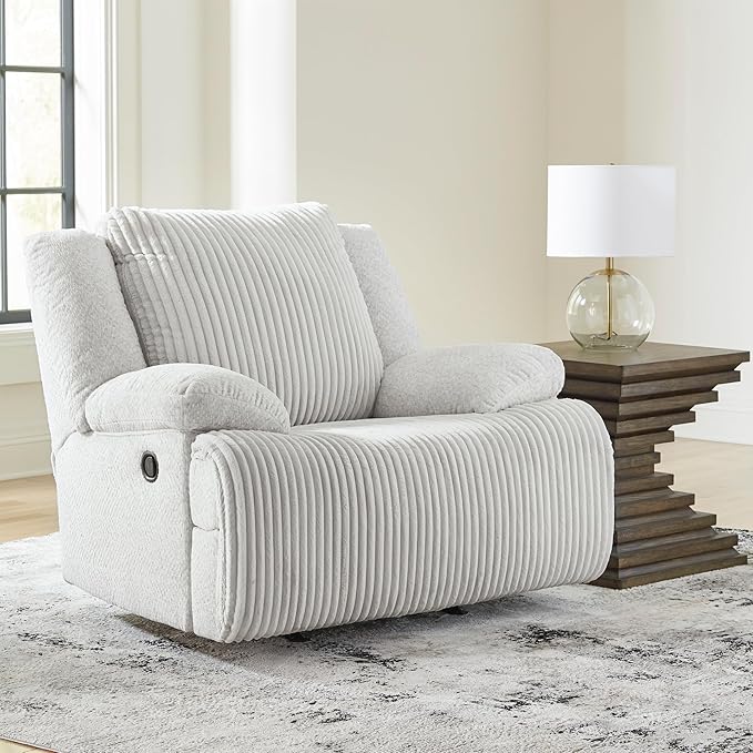 Signature Design by Ashley Top Tier Modern Indoor Upholstered Manual Rocker Recliner, White