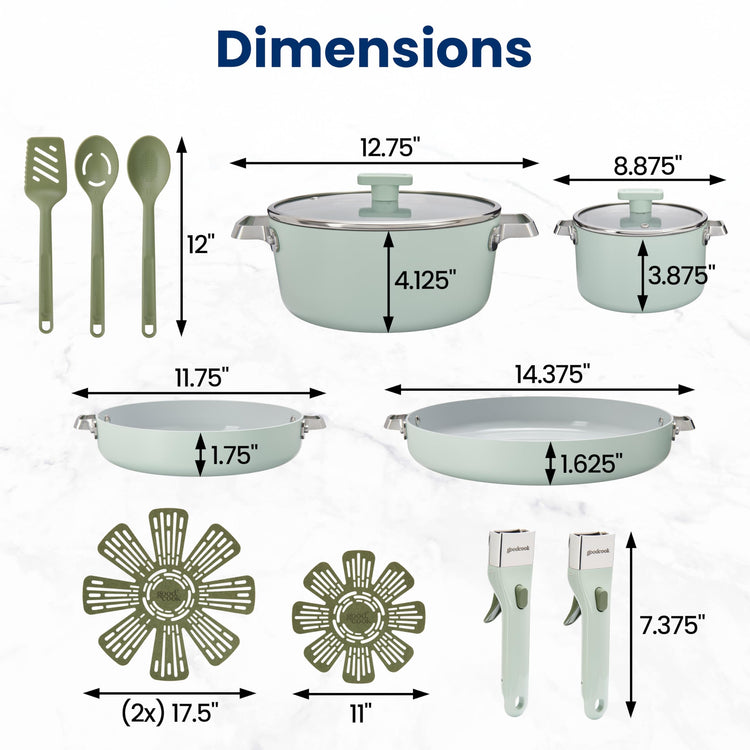 Ceramic Cookware Set with Removable Handles