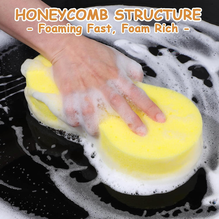 30 Pcs Large Car Wash Sponge, Multi Purpose Car Cleaning Sponge, Non-Scratch Thick Dish Sponge Household Cleaning, High Foam Cleaning Sponge Washing Sponge for Kitchen Bathroom Cars(3 Colors)