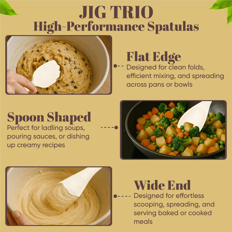 JIG TRIO Double Headed Silicone Spatula Set (3 Count)