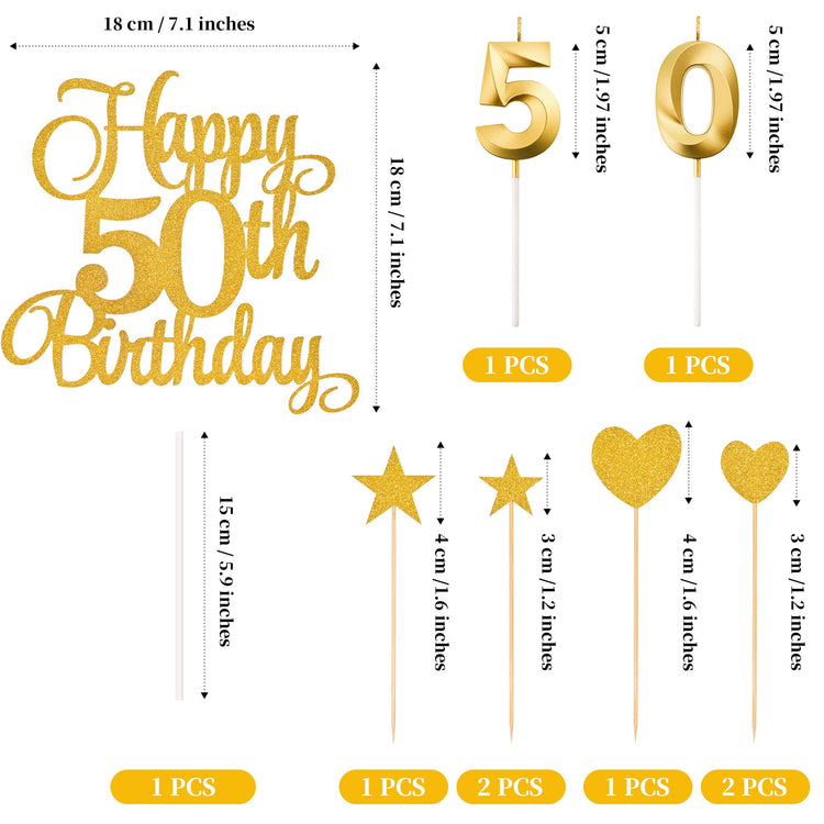 50th Birthday Cake Decorations (9 Count)