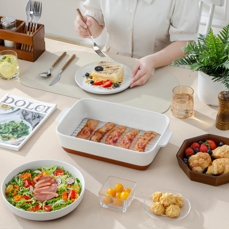 Casserole Dishes for Oven with Roasting Racks (3 Count)