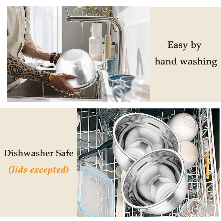 Mixing Bowls Stainless Steel Nesting Salad Bowls Set (6 Count)