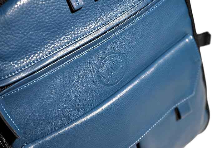 Premium Collection Genuine Leather Picnic Backpack for 4 | Insulated Compartment | Blanket | Dinner Plates | Cutlery Set | Blue