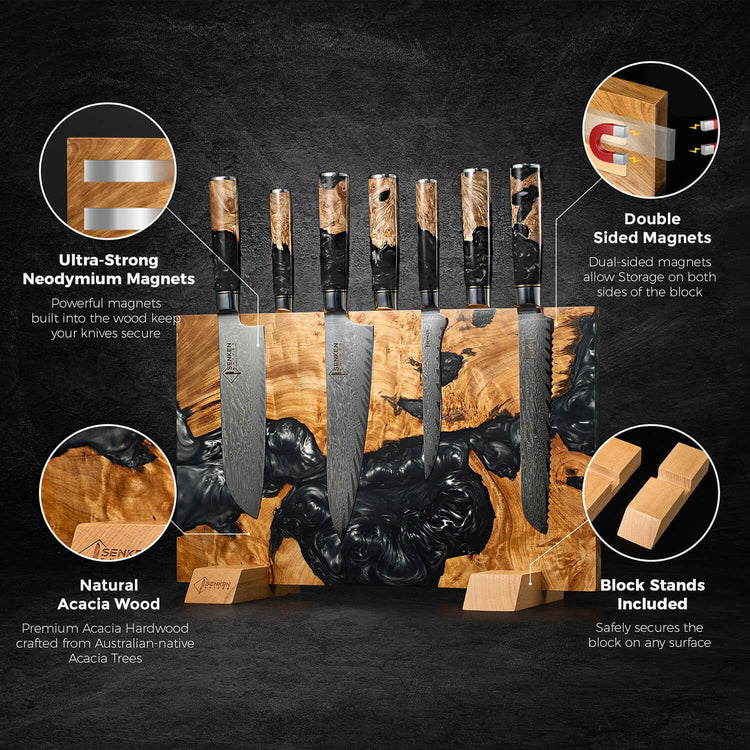 SENKEN "Black Tsunami" Extra Large Magnetic Knife Block