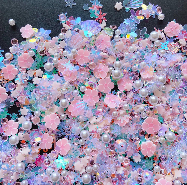Sequins Holographic Polymer Clay Slices Nail Glitter 3D Holographic Snowflake Shell Butterfly Plum Blossom Nail Sequins Slices Polymer Clay Nail Decals for DIY Nail Decoration
