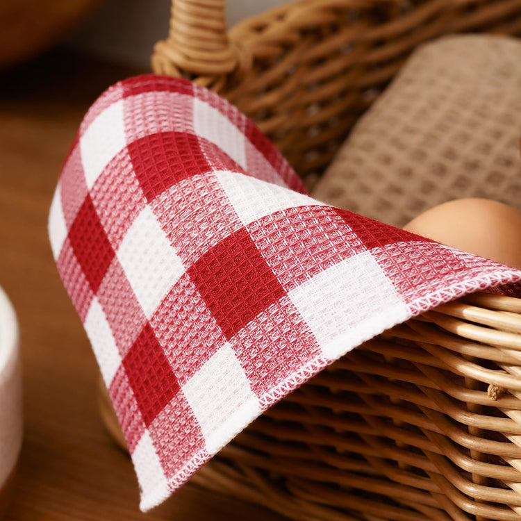 Waffle Weave Plaid Dish Cloths