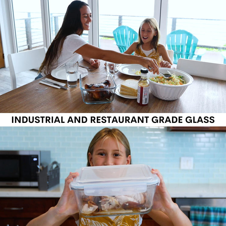 3300 ml 112 oz Large Glass Food Storage Containers with Lids