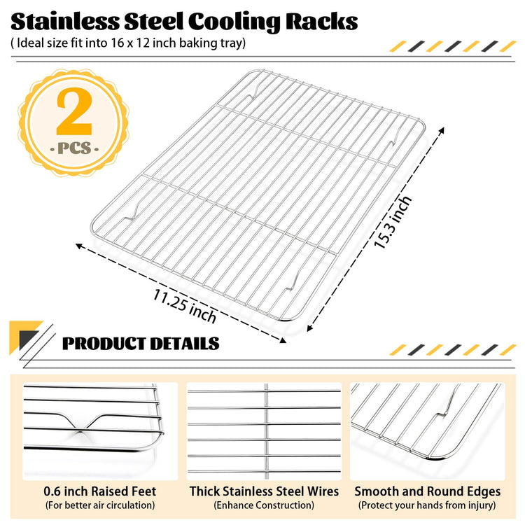 15.3" x 11.25" Cooling Baking Wire Racks Pack of 2 (2 Count)