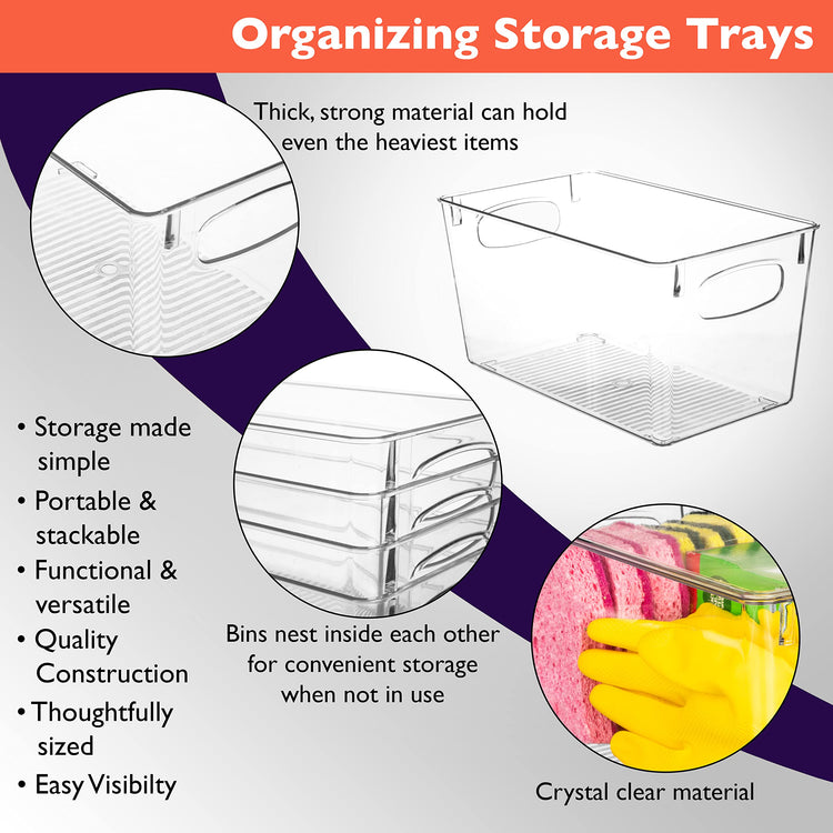 Clear Plastic Storage Bins (6 Count)