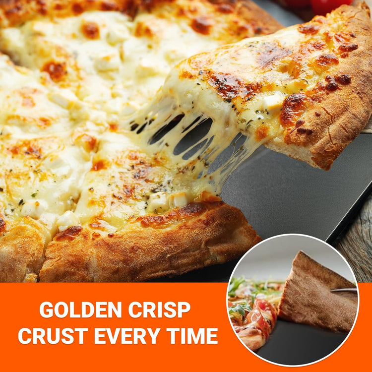Onlyfire Pizza Steel Baking Stone for Oven BBQ and Grill - 16 x 14 inch Large Non-Stick Pizza Pan with High Performance Conductive Grilling Surface for Pizza Bread