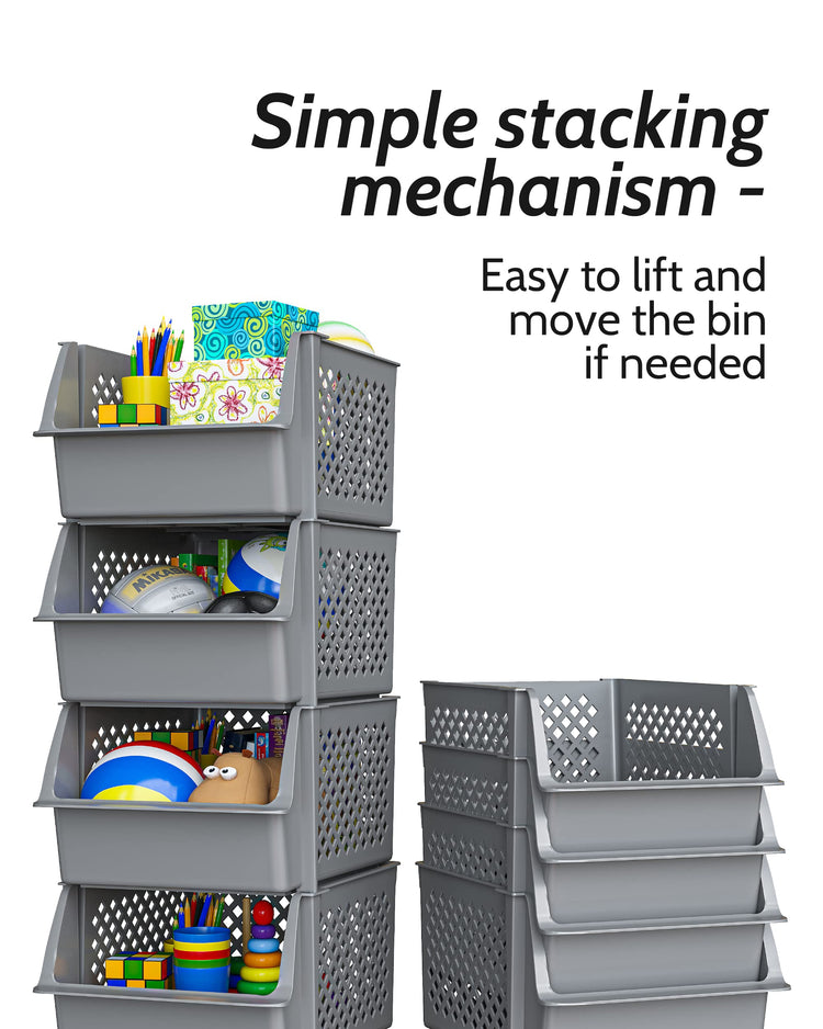 Stackable Storage Bins Open Front for Pantry Storage (4 Count)