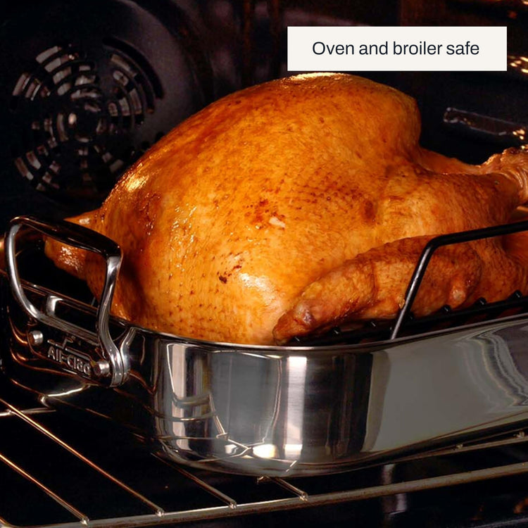 Specialty Stainless Steel Roaster and Nonstick Rack 16x13x5 Inch Oven Broiler Safe 600F Roaster Pan