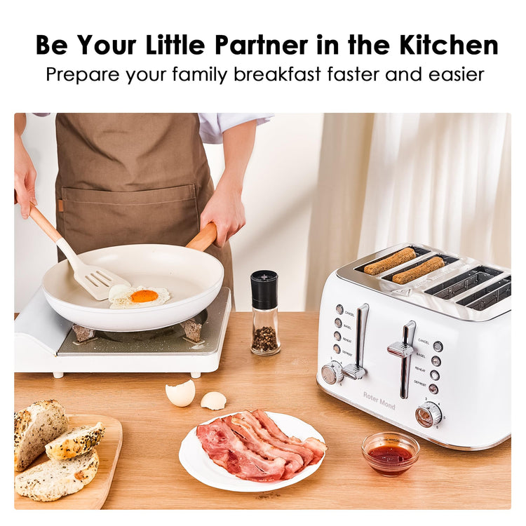 Toaster 4 Slice Retro Stainless Steel with Extra Wide Slots Bagel