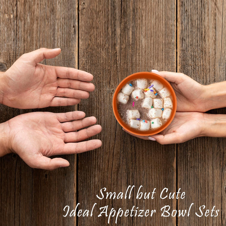 wheat straw small bowls 10oz set of 8 - Unbreakable Dessert Bowls - Mini Bowl Sets for Ice Cream,Snack and Fruits - Microwave & Dishwasher Safe Appetizer Bowls. Orange