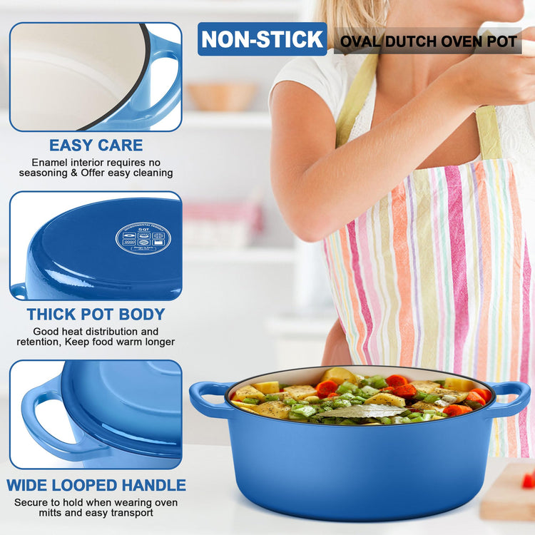 7QT Oval Dutch Oven Pot with Lid