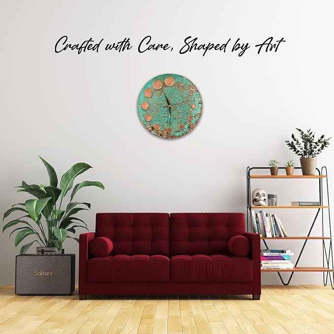 Handmade Copper Wall Clock Artisan Touch in Every Piece - Time Circles Wall Decor Copper Clock for Living Room, Office, Kitchen & Bedroom (24 Inch)