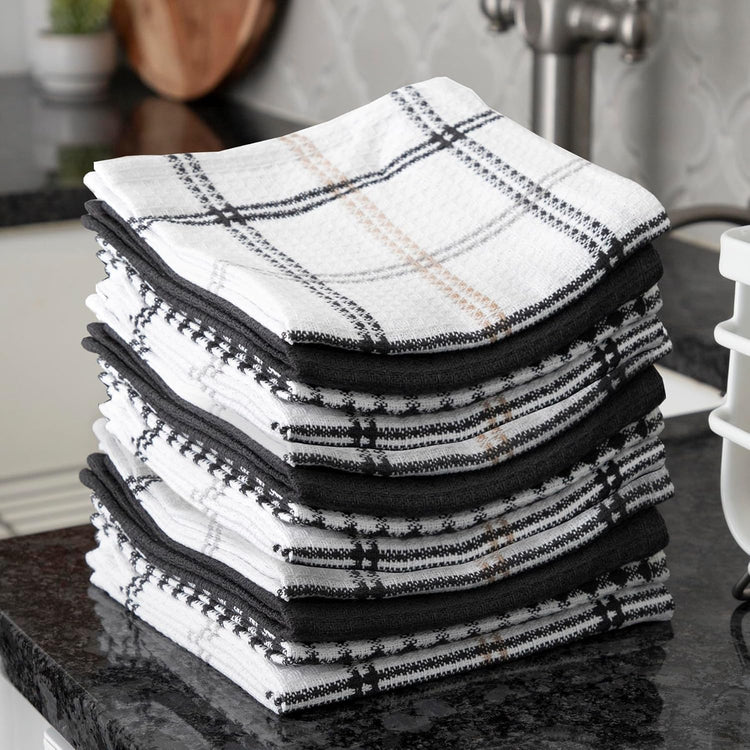 T-fal Premium Waffle Dish Cloths: Highly Absorbent, Super Soft Long Lasting - 100% Cotton, 12"x13" Towel for Cleaning & Drying, (12-Pack), Neutral - Nestoria
