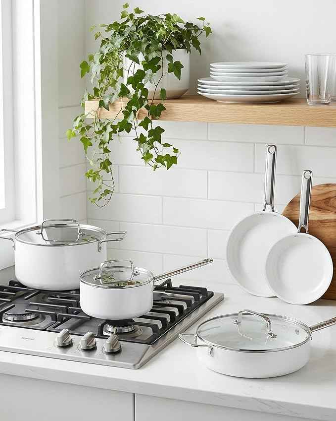Ceramic Cookware Set - Nonstick Kitchen Pots and Pans Set, Induction Cookware Sets with Cooking Utensils Set, Non Toxic Cookware Set, Non Stick Pan Set for Cooking Pot, Oven & Dishwasher Safe, Gift