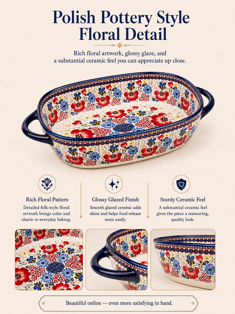 2 Piece Polish Pottery Style Ceramic Baking Dish Set (2 Count)