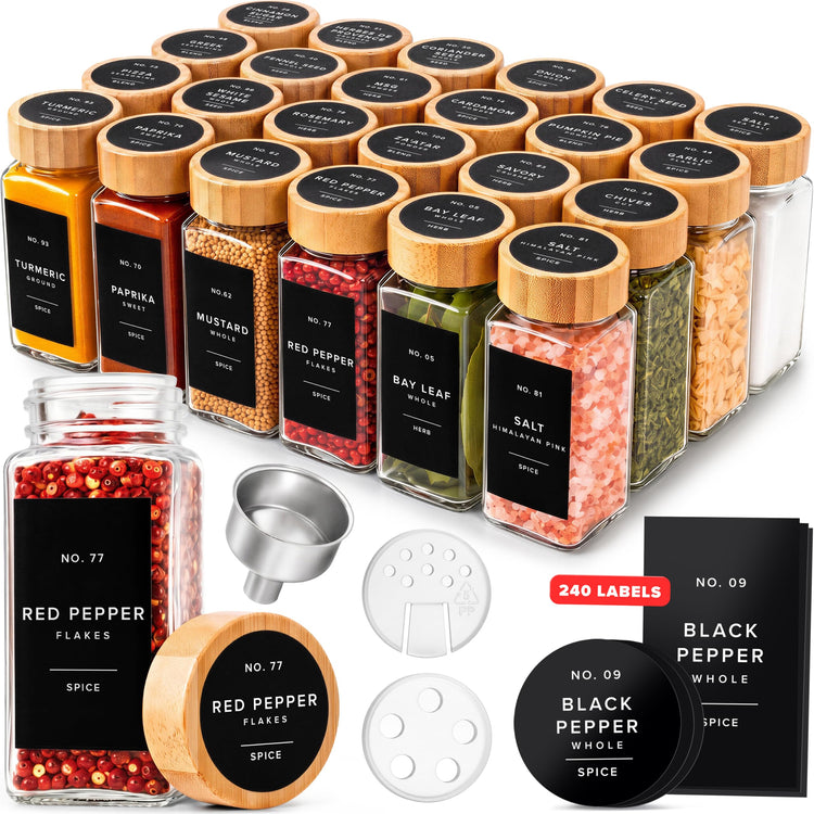 Glass Spice Jars with Label (24 Count)