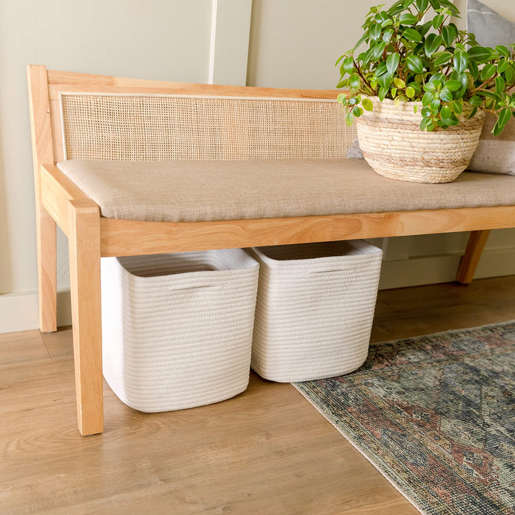 Storage Cubes 11 Inch Cotton Rope Woven Baskets for Organizing (3 Count)