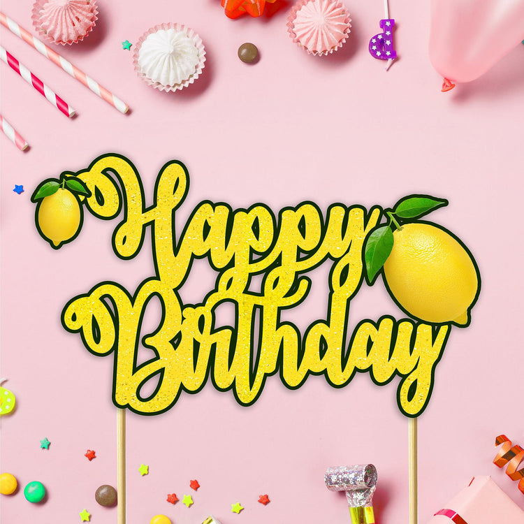 Lemon Happy Birthday Cake Topper