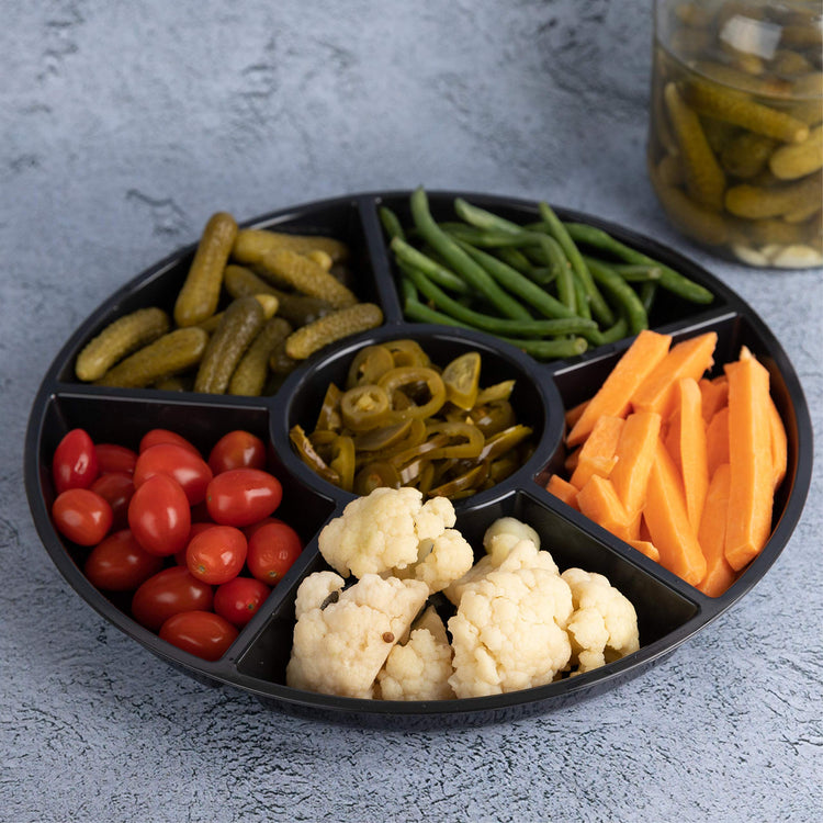 6 Sectional Round Plastic Serving Tray (2 Count)